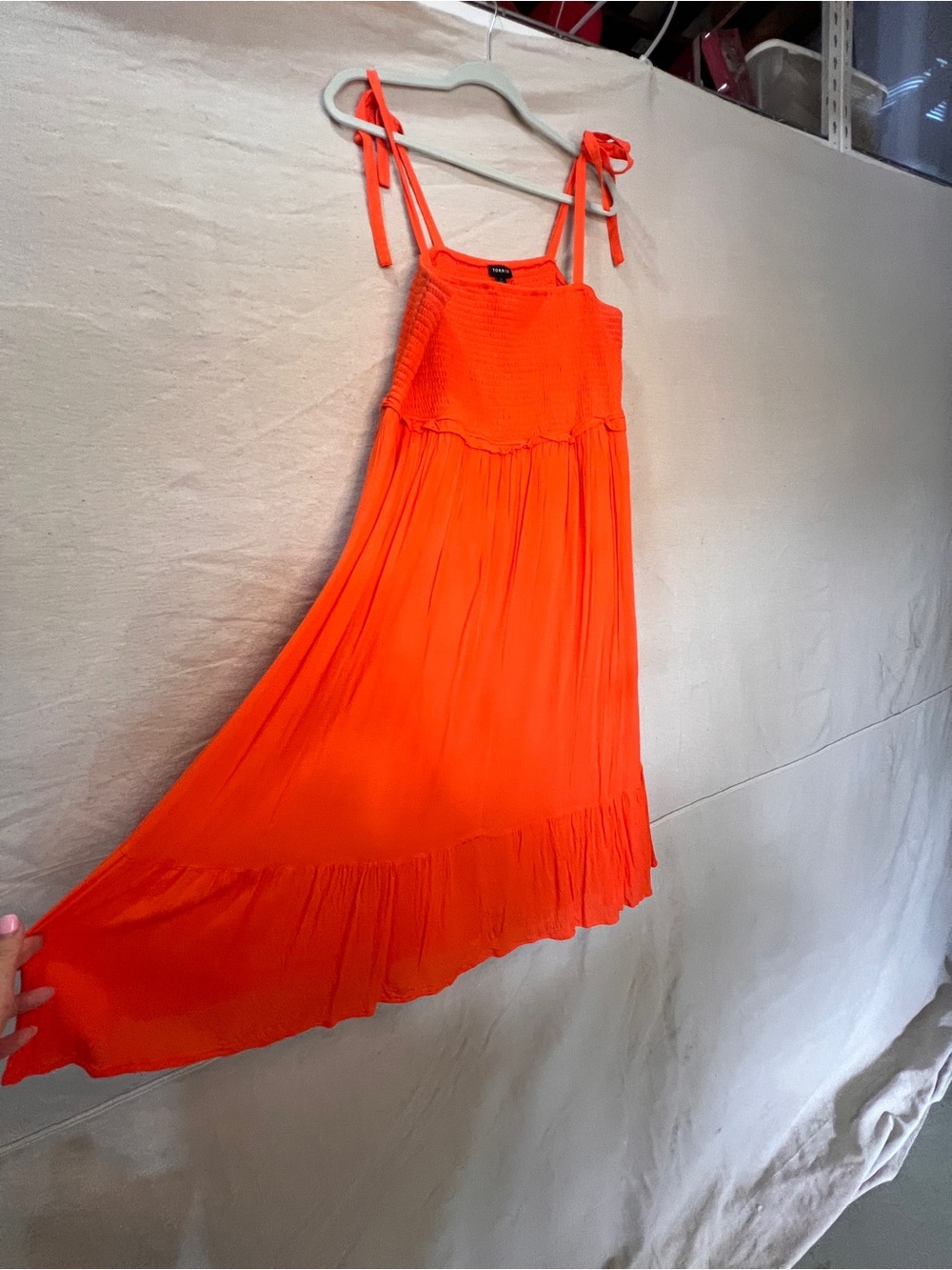 torrid Bright Orange Tie-Shoulder Midi Dress - Picture 6 of 7